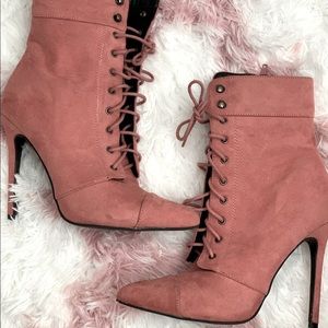 Suede Toasted Mauve Pink Ankle Booties